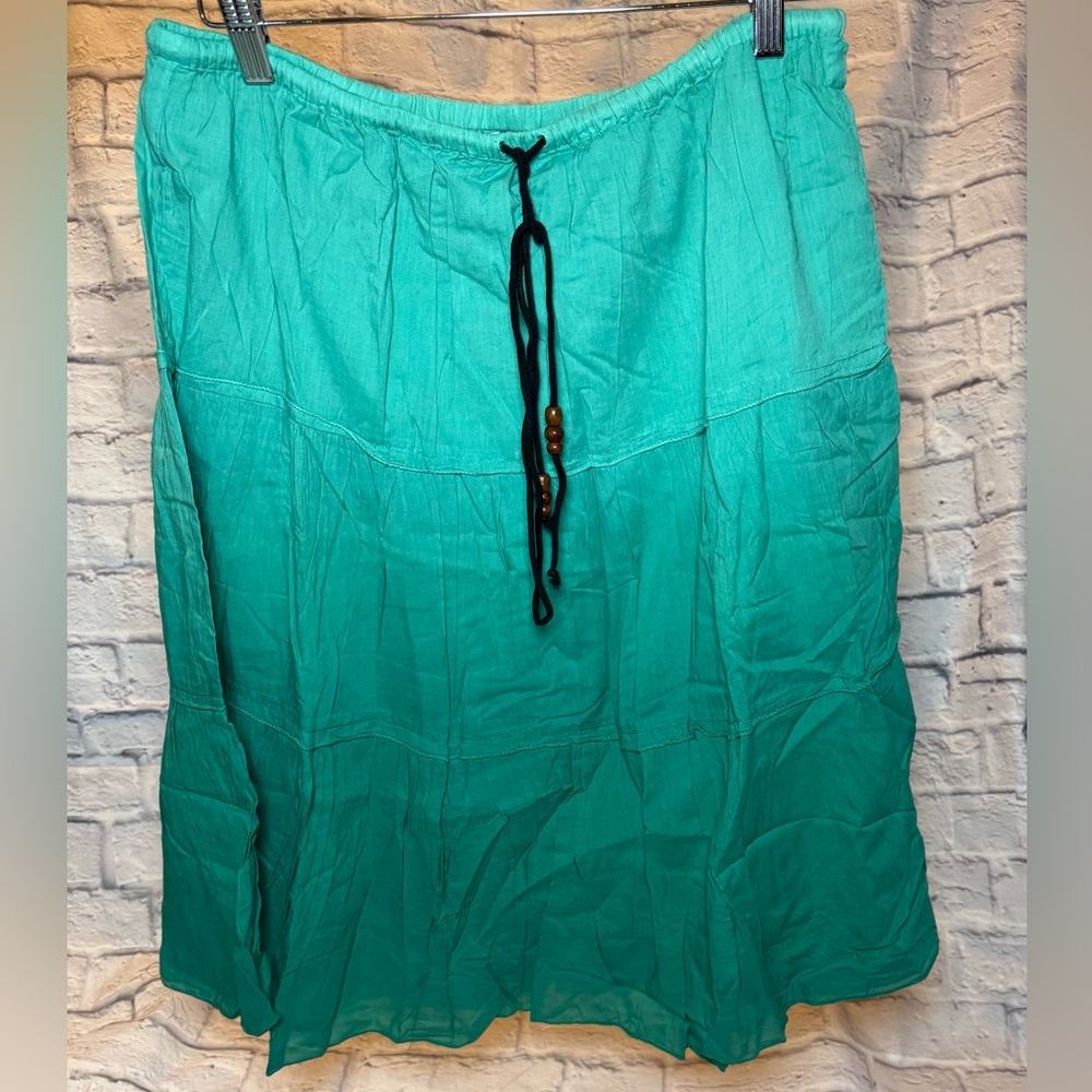 Elegant Teal A-Line Skirt with Drawstring